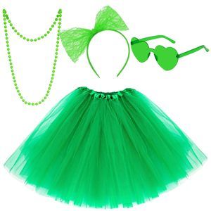 Tulle Tutu Skirt For Women Adults With Bow Headband, Beads Necklace, Heart🐧